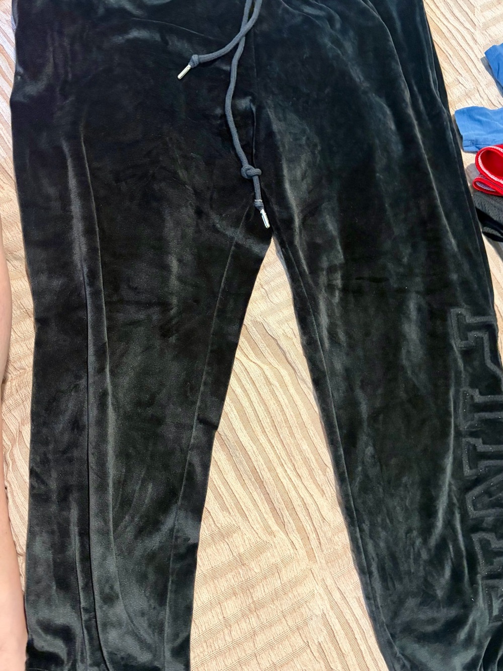 PINK Victoria's Secret Black Velour Track Pants